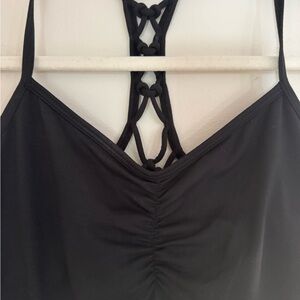 Prana Yoga Mini Dress, XS, Black, Stretchy Fabric, Ruched front.